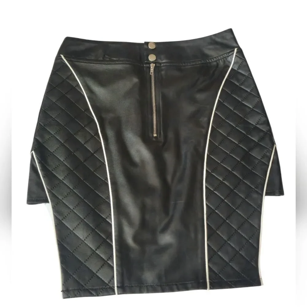 NWT Quilted leather asymmetrical moto skirt